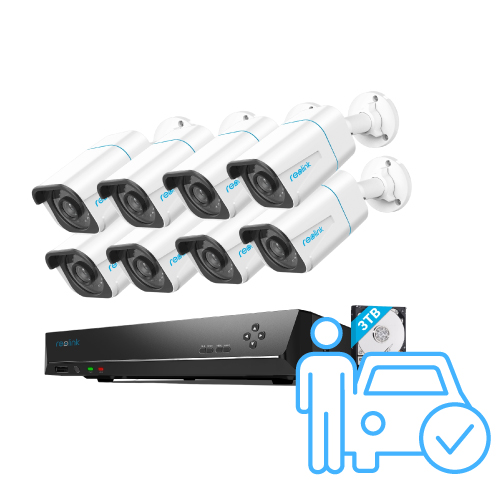 Reolink RLK16-800B8 4K 8MP Outdoor 8 Bullet PoE Security Camera System Kit  with 16-Channel NVR, 4TB HDD